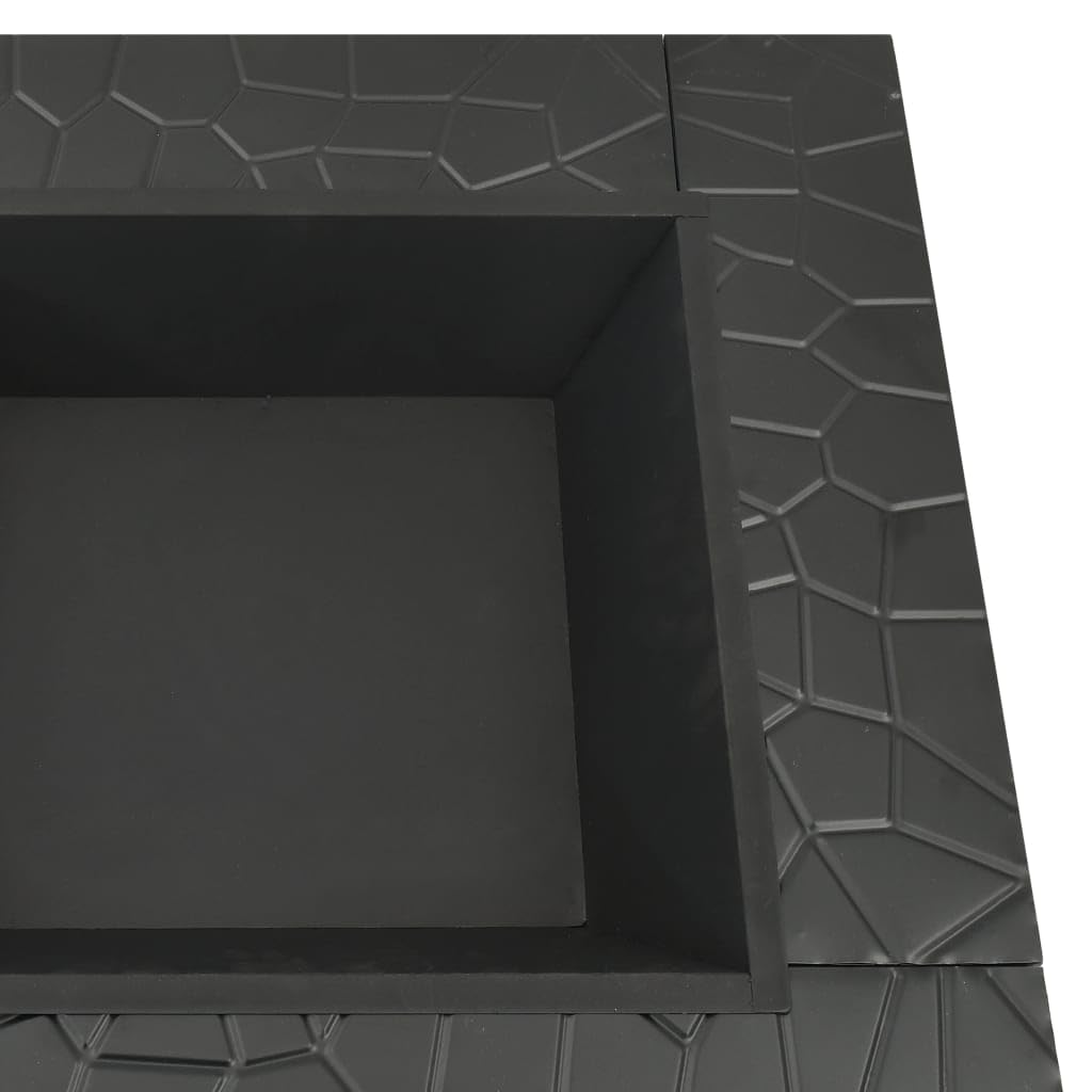 32 Inch Black Steel Square Outdoor Fire Pit X5221