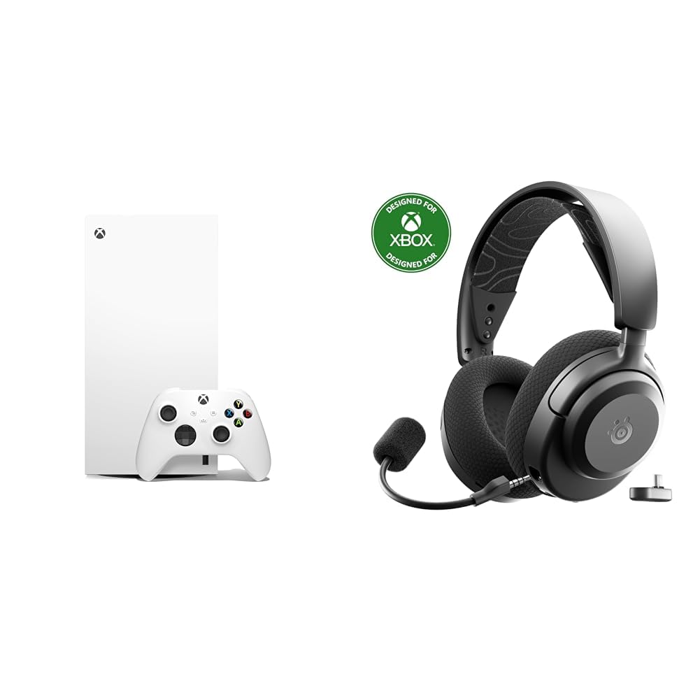 Xbox Series X All Digital Gaming Console 1TB SSD 4K 120FPS Robot White Wireless Gaming Headset Black Bundle T2713