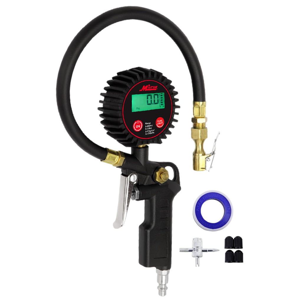 Digital Tire Inflator with Pressure Gauge and 14” Rubber Air Hose K2502
