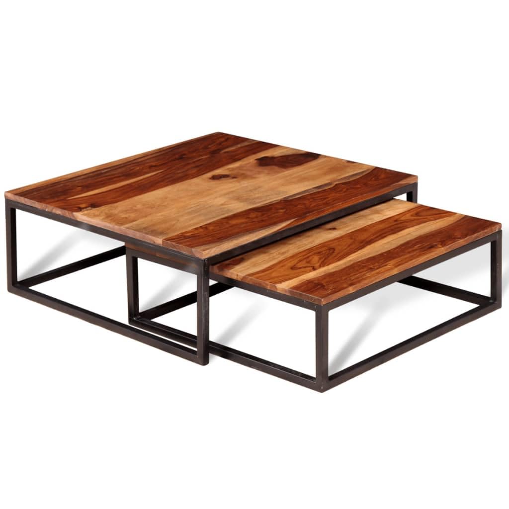 Two Piece Nesting Solid Sheesham Wood Coffee Table Set R97388