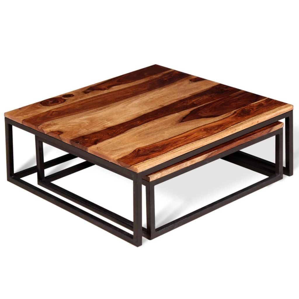 Two Piece Nesting Solid Sheesham Wood Coffee Table Set R97388