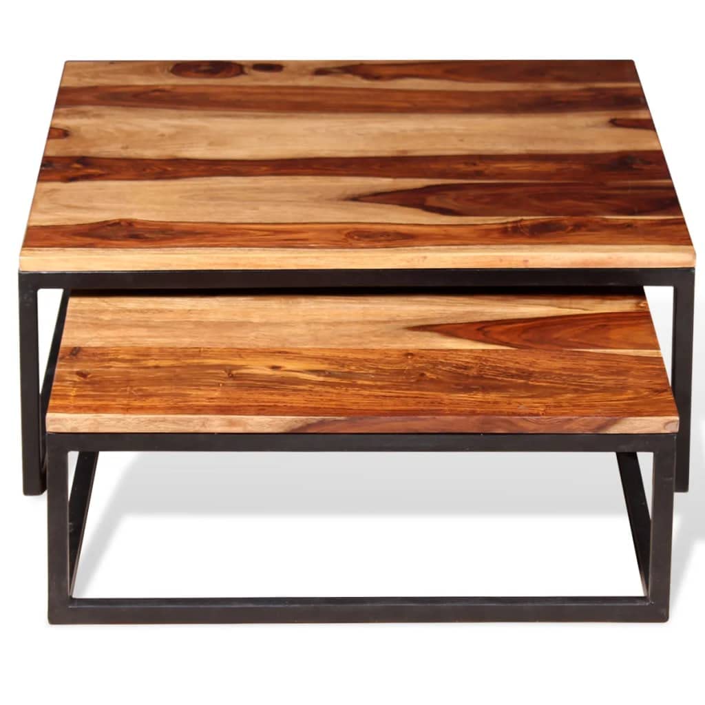 Two Piece Nesting Solid Sheesham Wood Coffee Table Set R97388