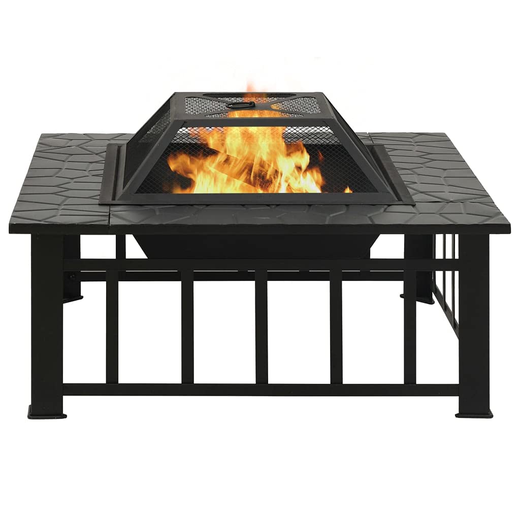 32 Inch Black Steel Square Outdoor Fire Pit X5221
