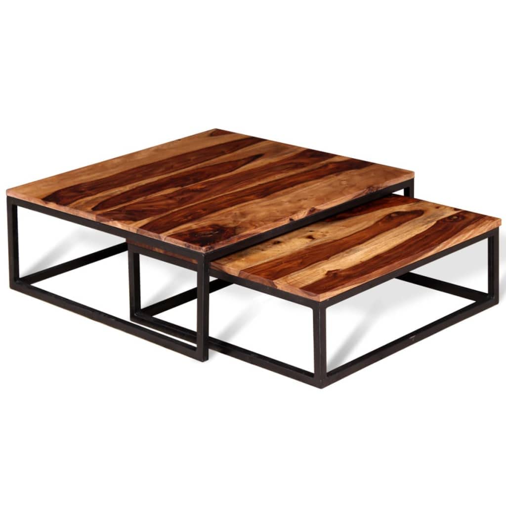 Two Piece Nesting Solid Sheesham Wood Coffee Table Set R97388