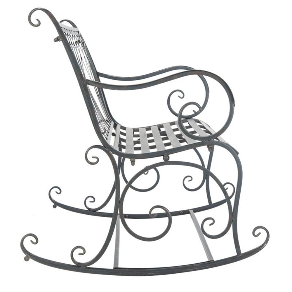 Black Wrought Iron Outdoor Rocking Bench U725002