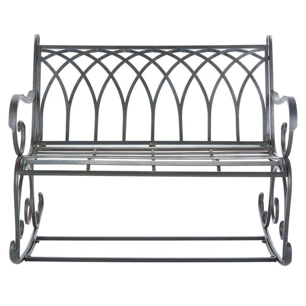 Black Wrought Iron Outdoor Rocking Bench U725002