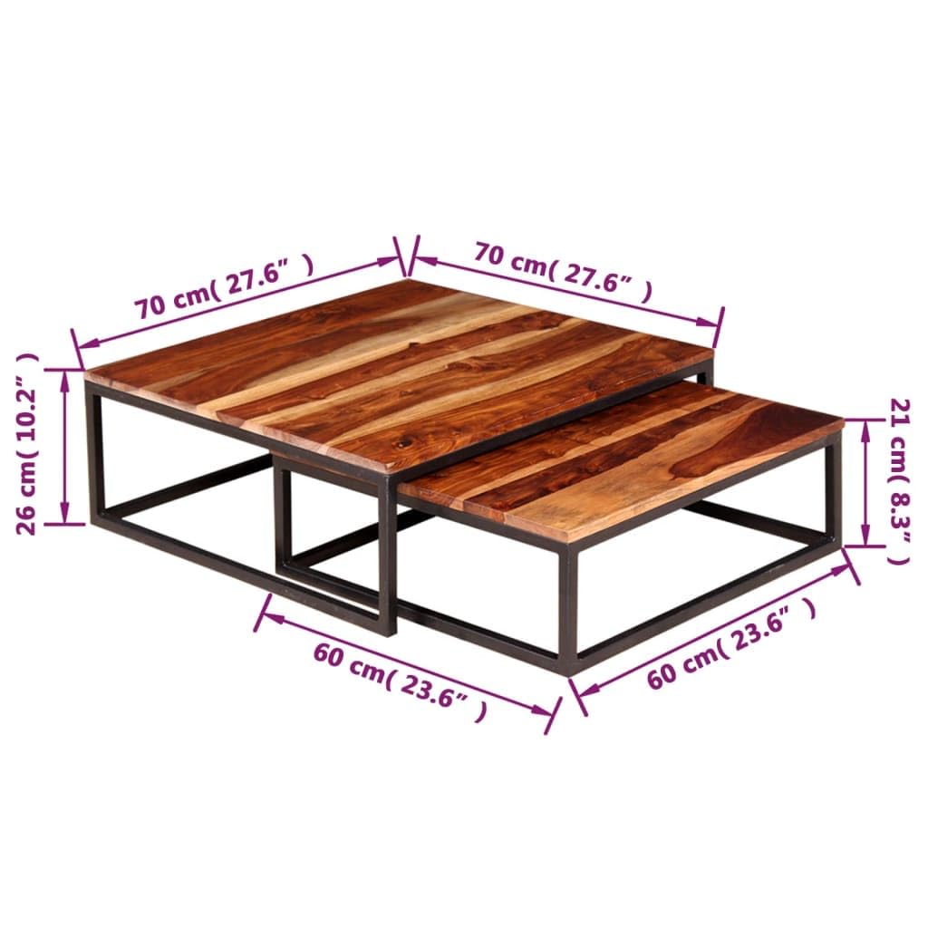 Two Piece Nesting Solid Sheesham Wood Coffee Table Set R97388