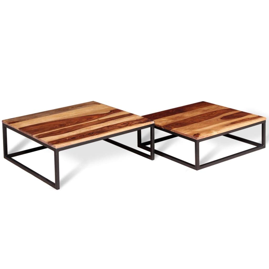 Two Piece Nesting Solid Sheesham Wood Coffee Table Set R97388