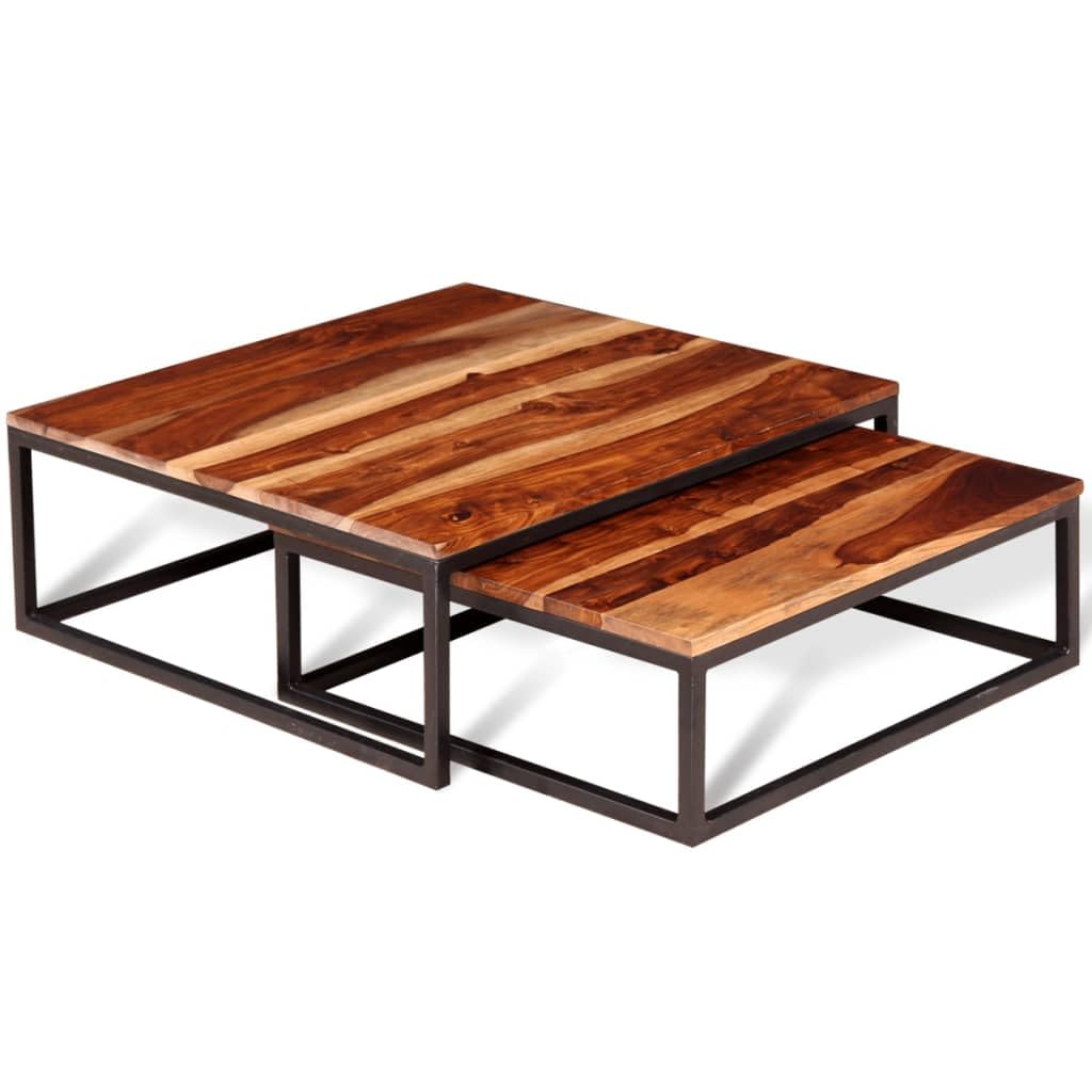 Two Piece Nesting Solid Sheesham Wood Coffee Table Set R97388