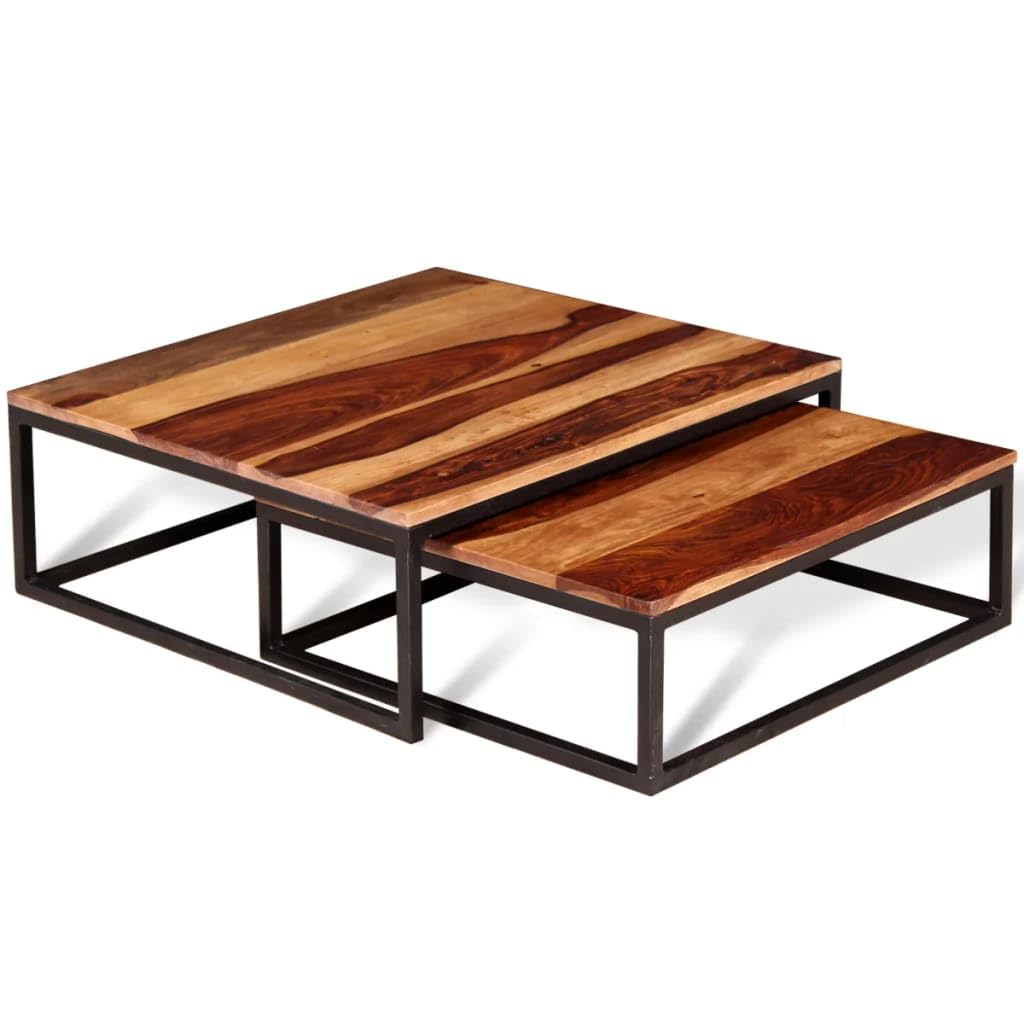 Two Piece Nesting Solid Sheesham Wood Coffee Table Set R97388