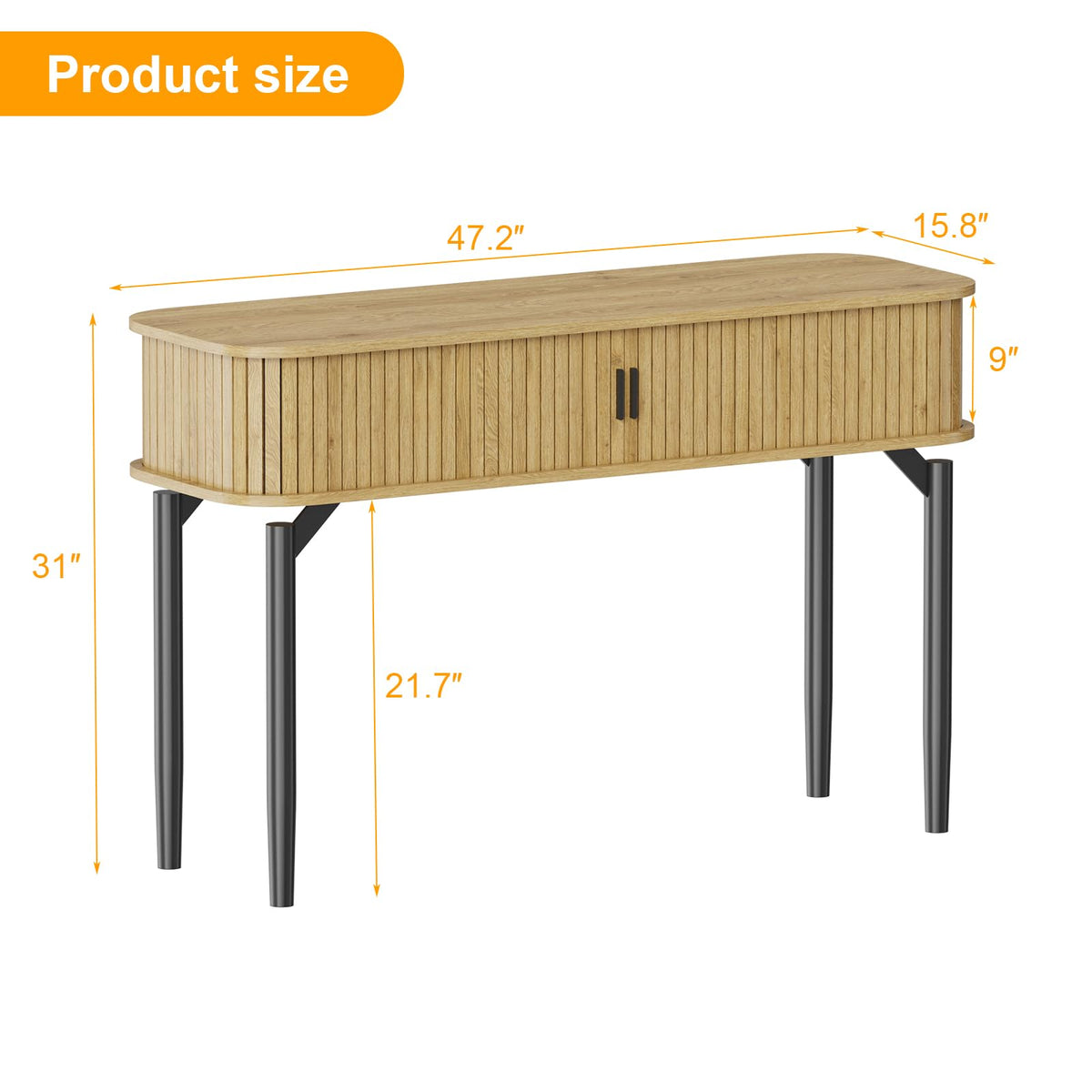47 in Fluted Console Table with Storage U286