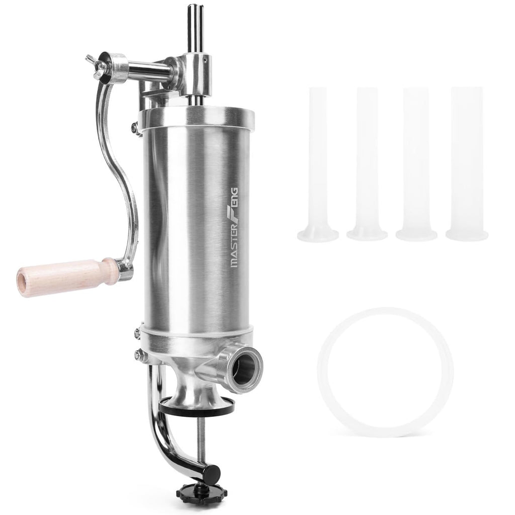2.5 LBS Stainless Steel Sausage Stuffer with 4 Funnels G330033