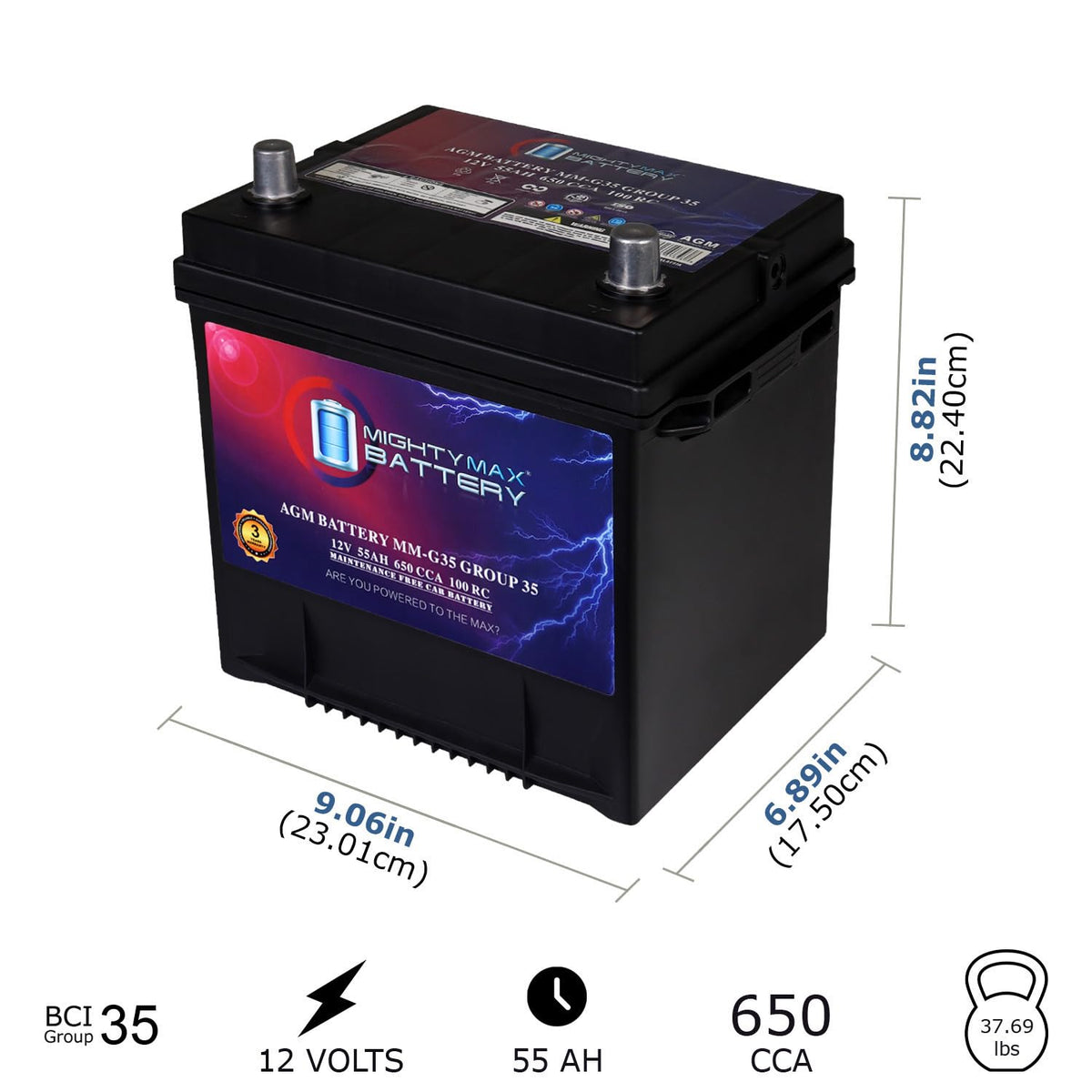 12V 55Ah AGM Replacement Battery Y156744