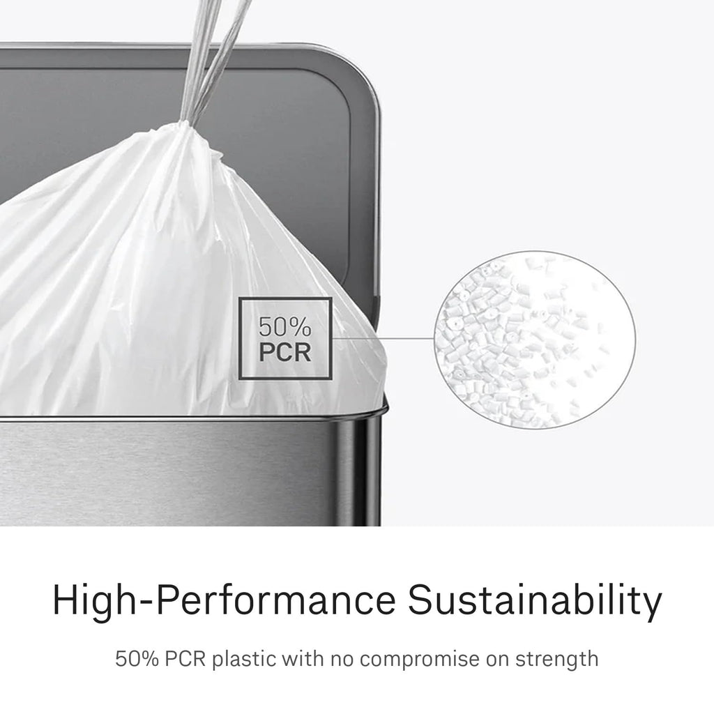 100 Count Drawstring Kitchen Trash Bags, 10-12 Liter, White W3684