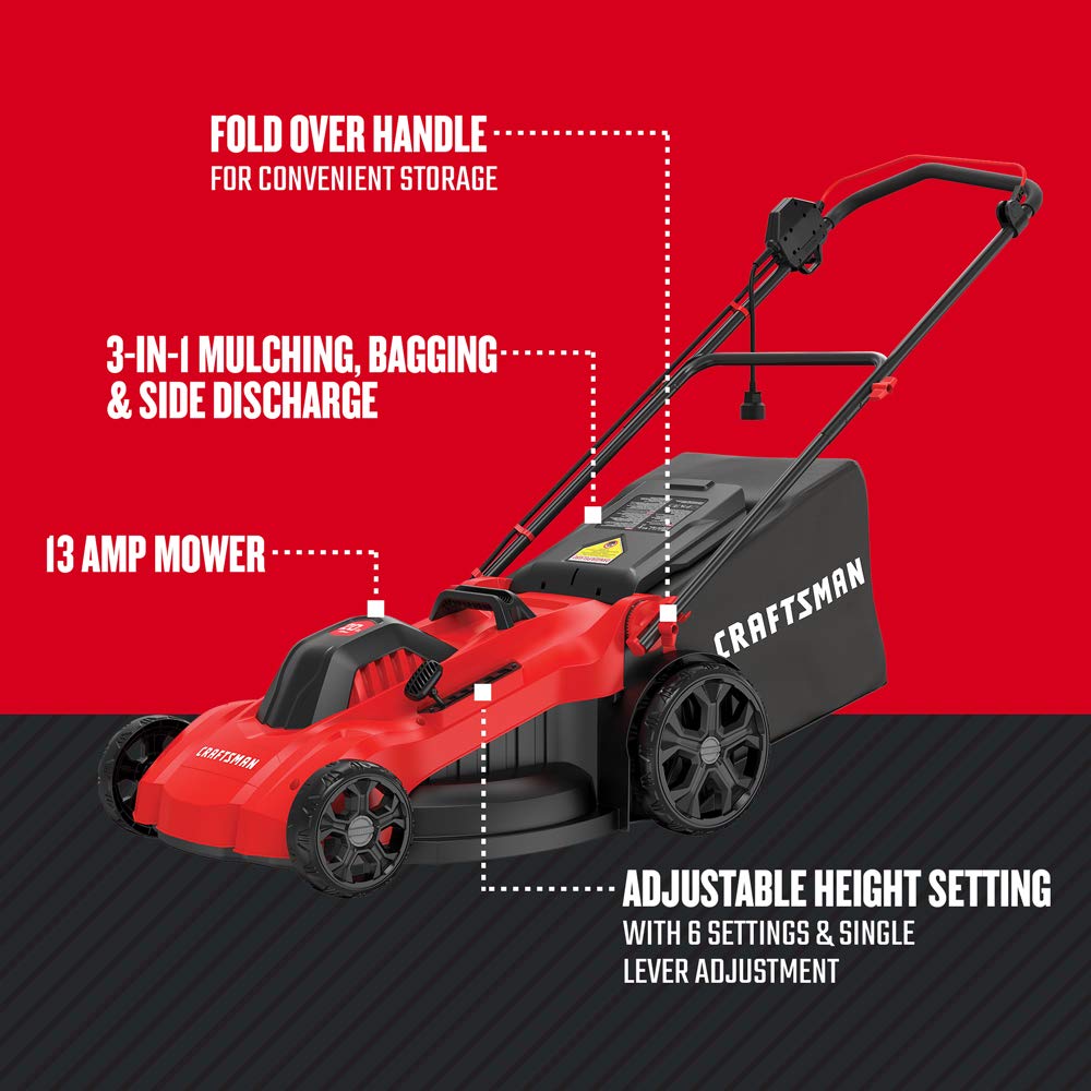 Electric Push Lawn Mower, 20-Inch Corded 13-AMP D3730