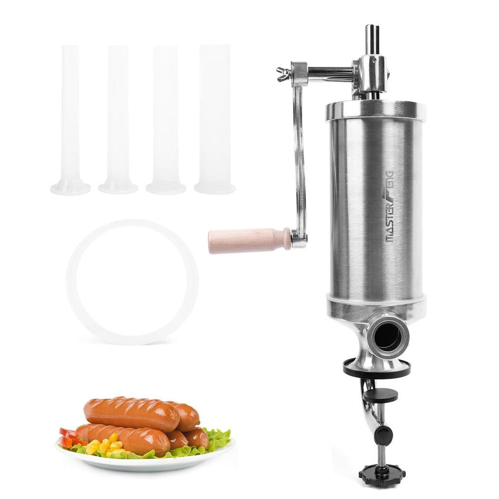 2.5 LBS Stainless Steel Sausage Stuffer with 4 Funnels G330033