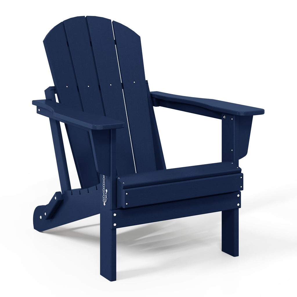 Navy Blue 3-Pieces Adirondack Chairs Set with Side Table B71968