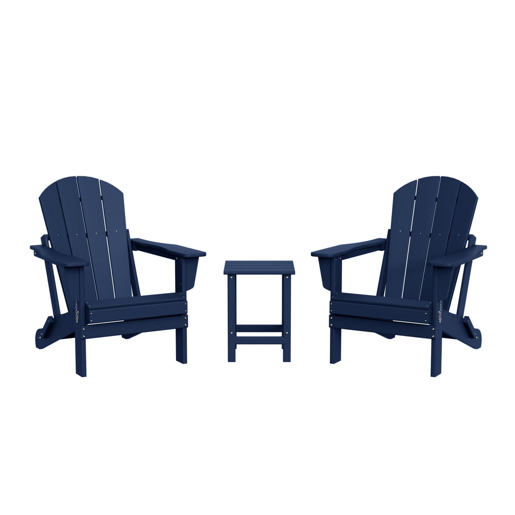 Navy Blue 3-Pieces Adirondack Chairs Set with Side Table B71968