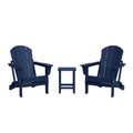 Navy Blue 3-Pieces Adirondack Chairs Set with Side Table B71968