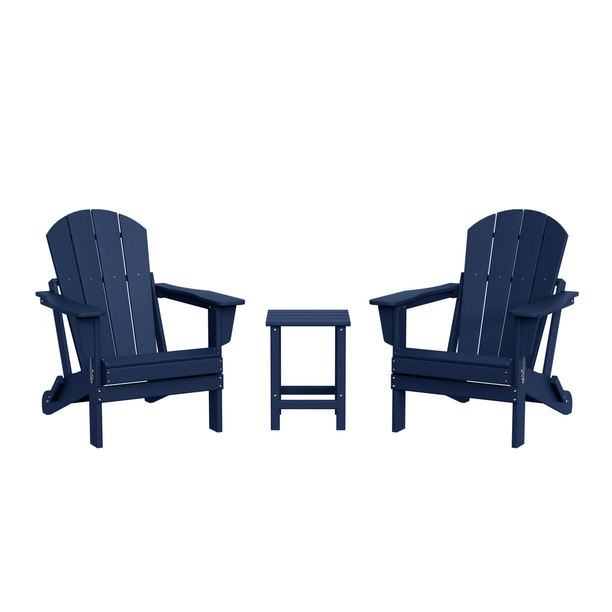 Navy Blue 3-Pieces Adirondack Chairs Set with Side Table B71968