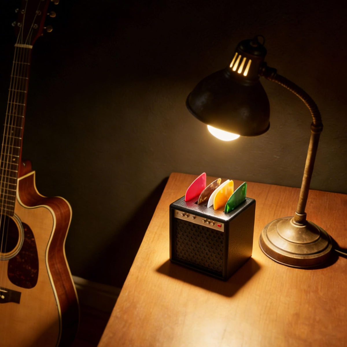 Guitar Picks Holder Box with 5 Guitar Picks S1009