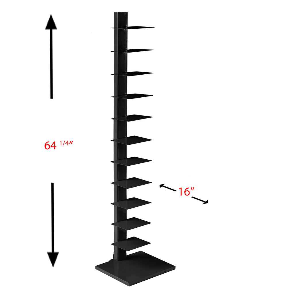 Black 12 Shelf Metal Book Tower I128