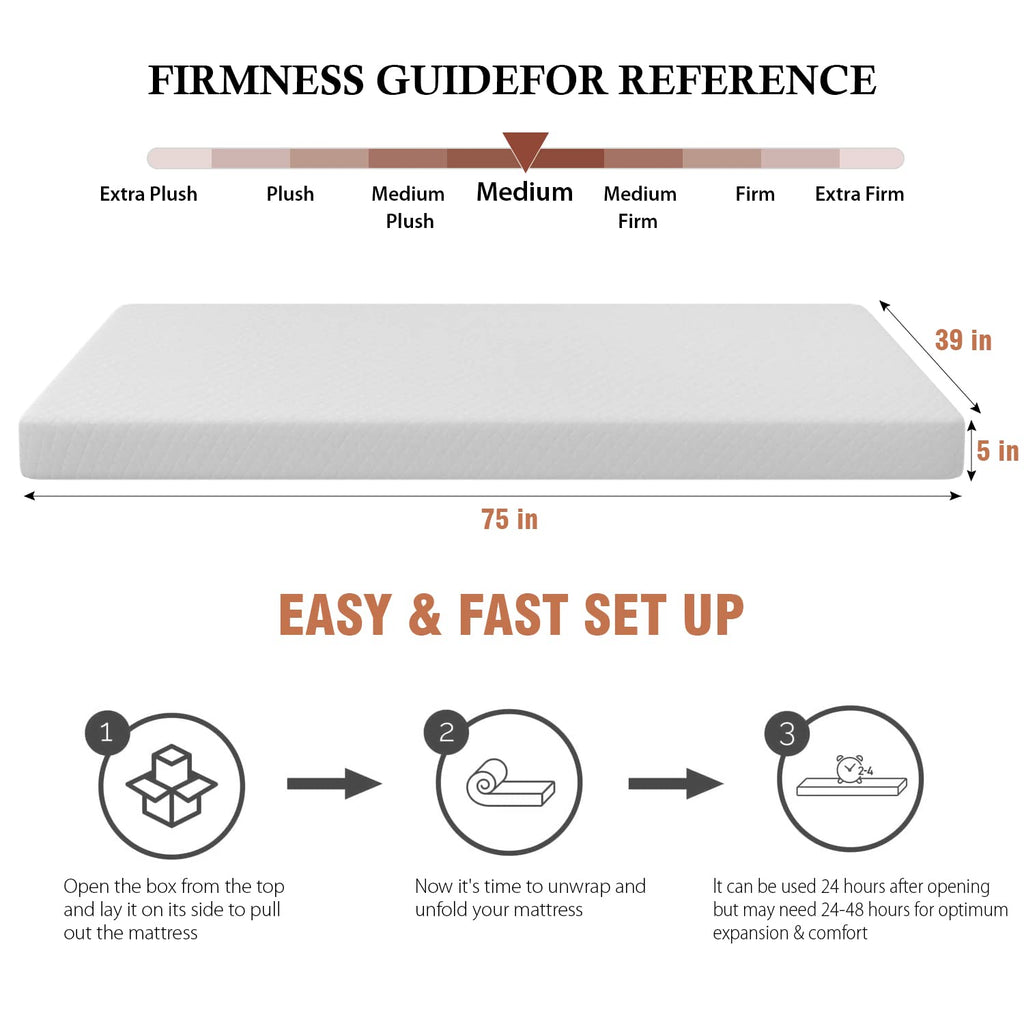 5 Inch Gel Memory Foam Twin Mattress N866242
