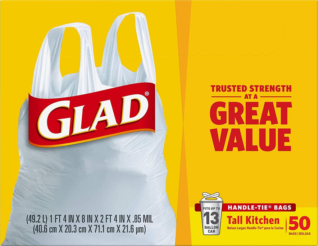 13 Gal. Tall Kitchen Handle-Tie Bags 50 ct Pack of 4 H899
