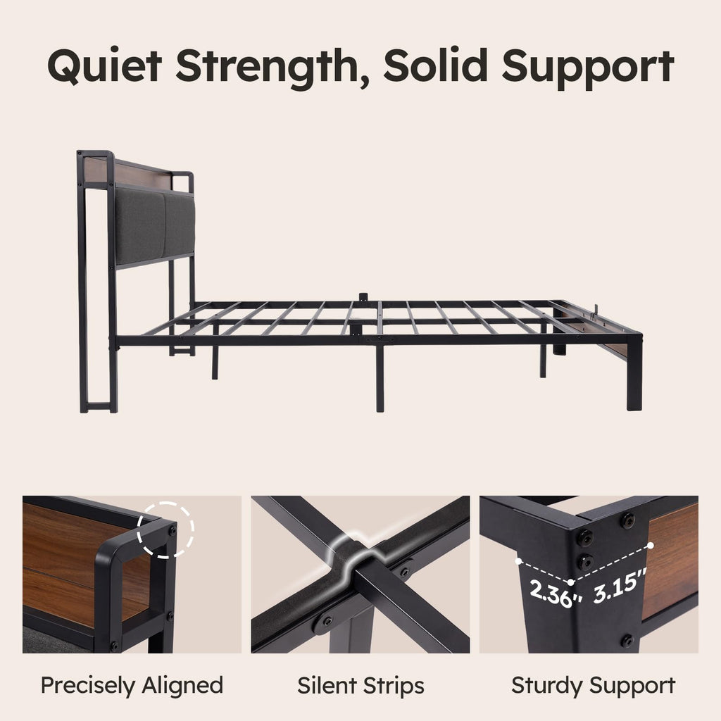 Queen Size Bed Frame with Storage Headboard K47647