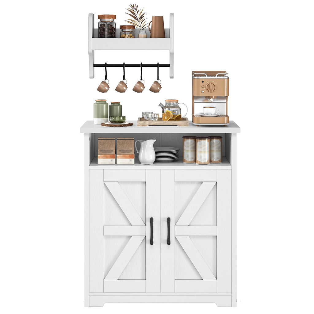 White Coffee Bar Cabinet with Storage E216988