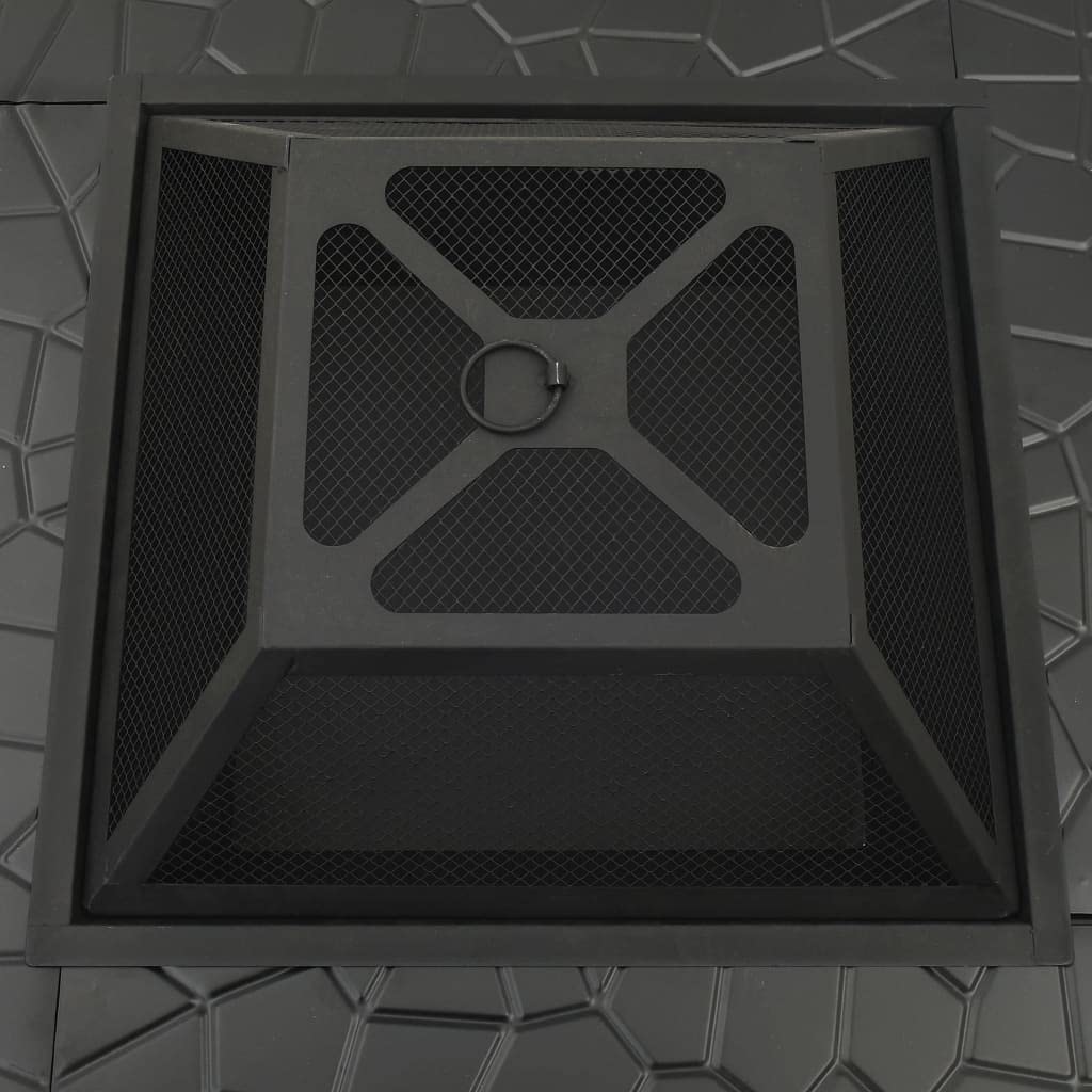 32 Inch Black Steel Square Outdoor Fire Pit X5221
