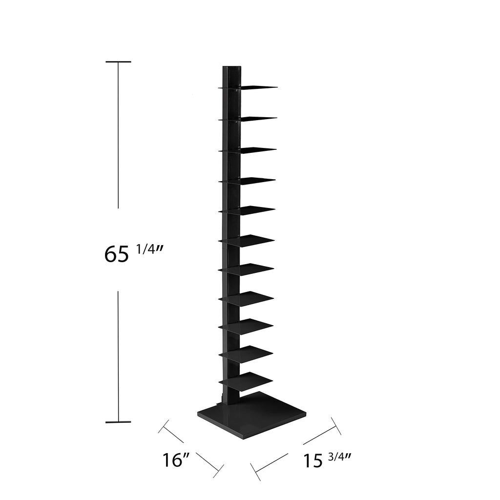 Black 12 Shelf Metal Book Tower I128