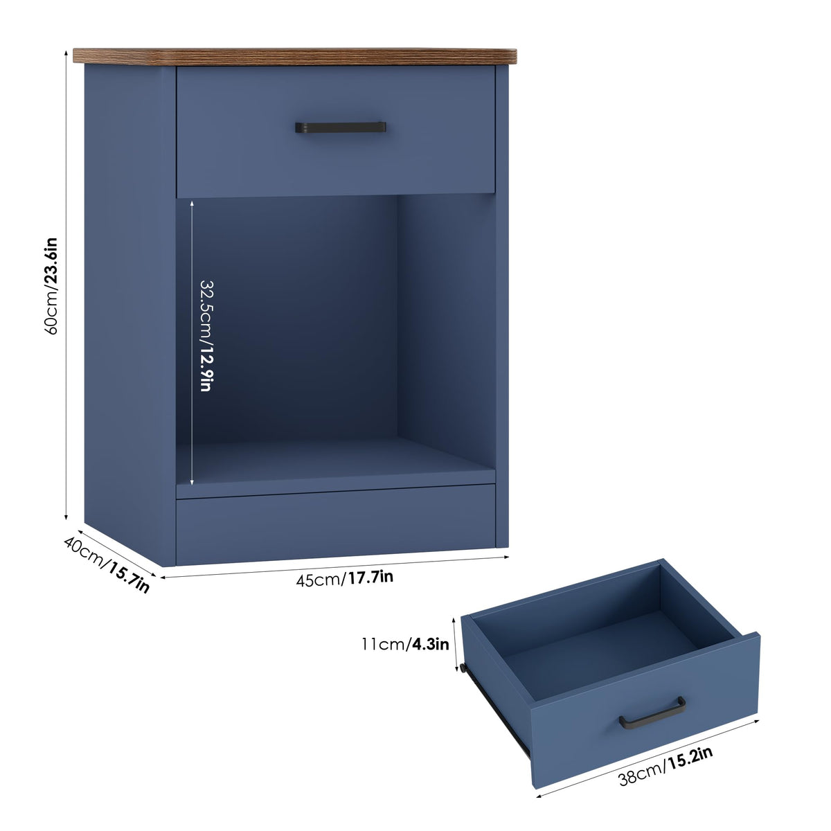 Nightstand Set of 2 with Drawer and Storage Shelf G710268