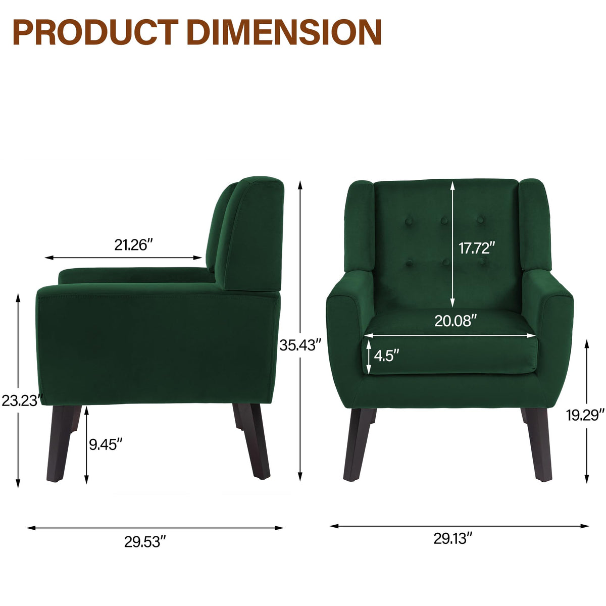 Velvet Accent Chairs Set of 2 O603773