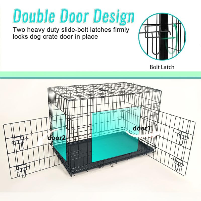 24-Inch Folding Metal Dog Crate with Removable Tray N61794