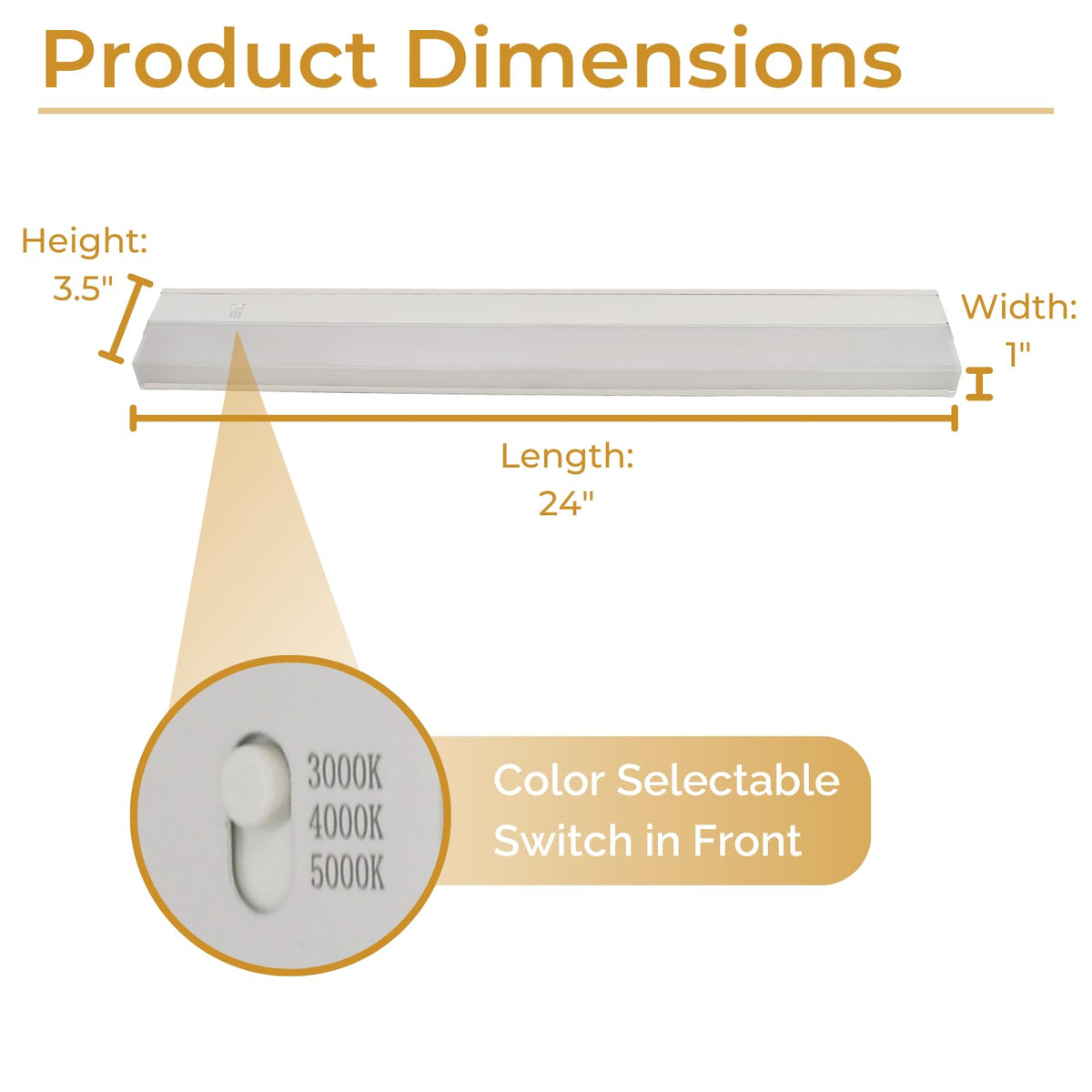 24-Inch LED Under Cabinet Light, Dimmable Color Selectable, 11W, White U836