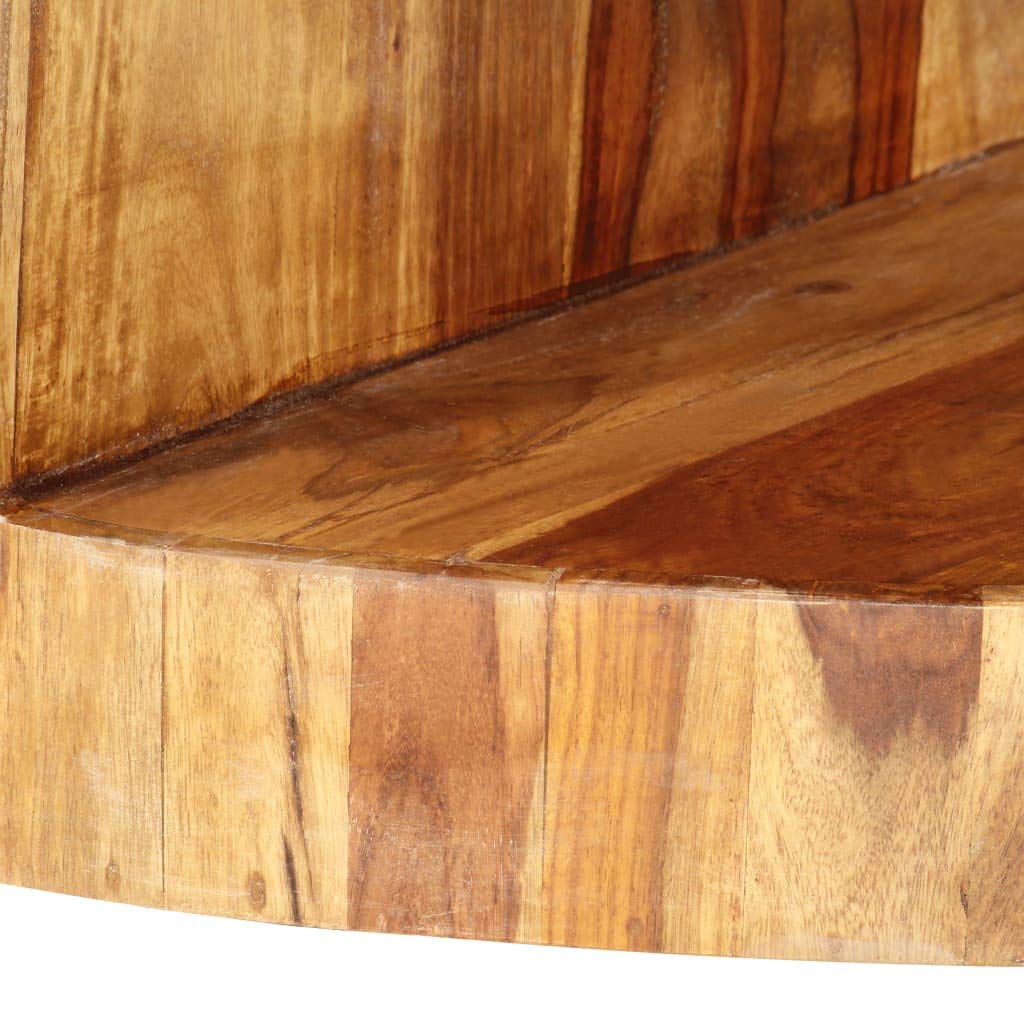 Round Solid Sheesham Wood Coffee Table 25.6"x11.8" N702