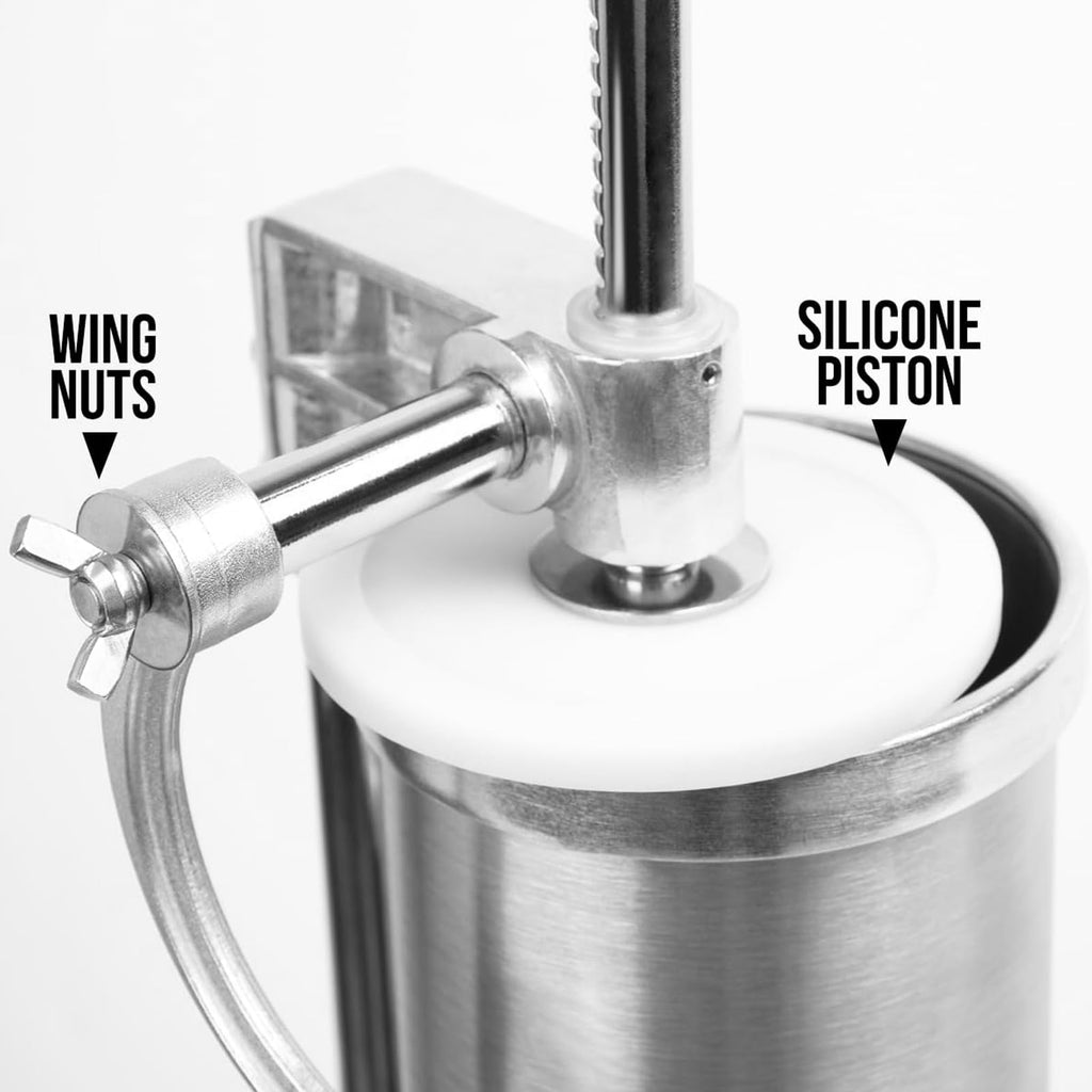 2.5 LBS Stainless Steel Sausage Stuffer with 4 Funnels G330033