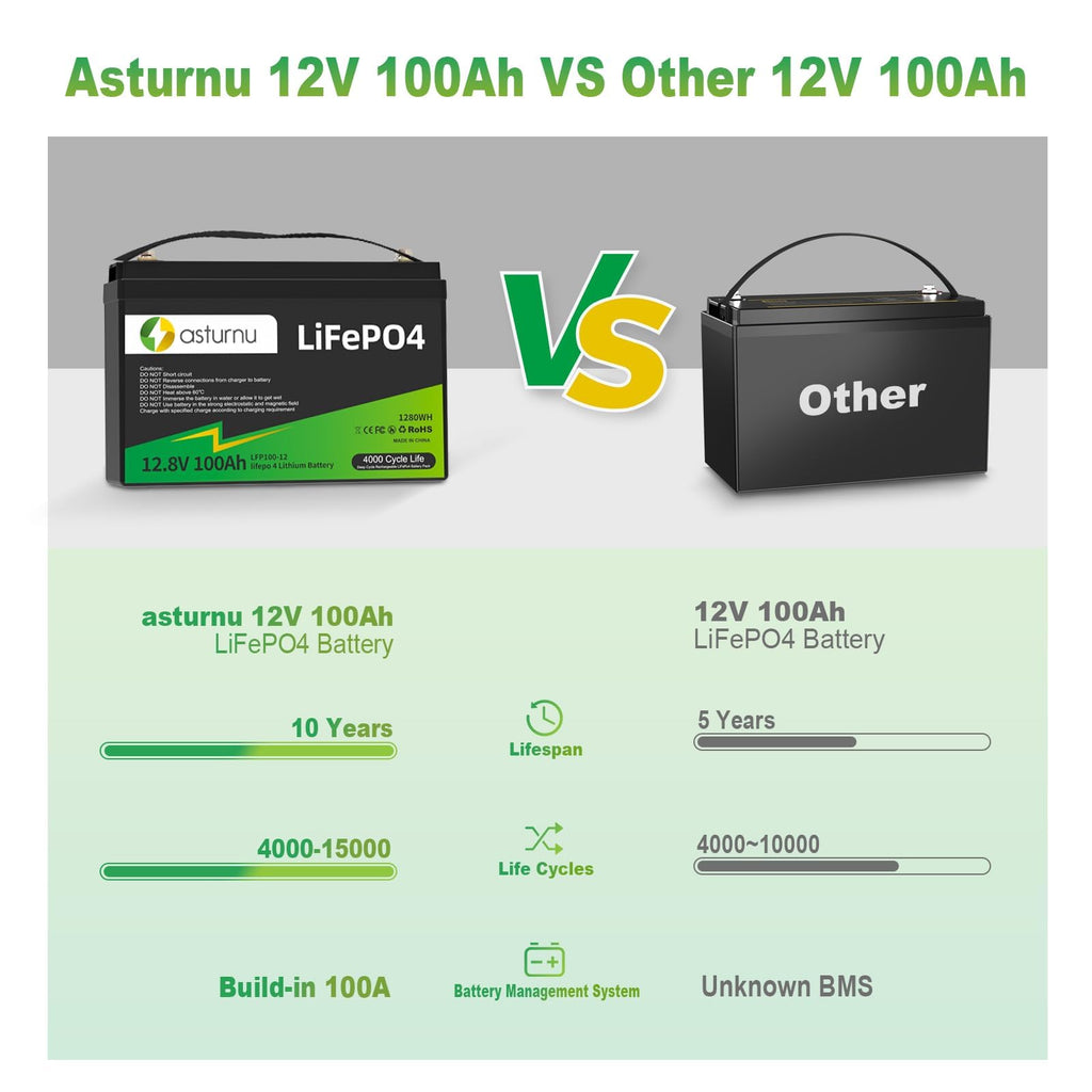 12V 100Ah LiFePO4 Lithium Battery, Group 31 Y9557