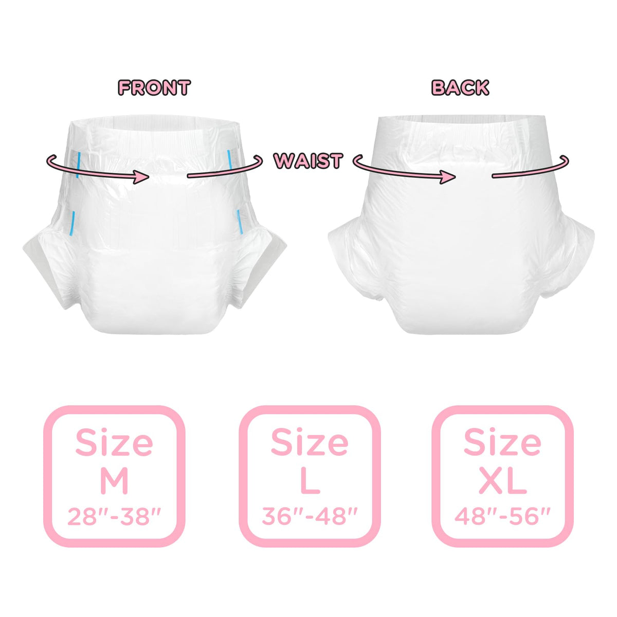 Adjustable Adult Diaper 10 Pieces White Medium P7994