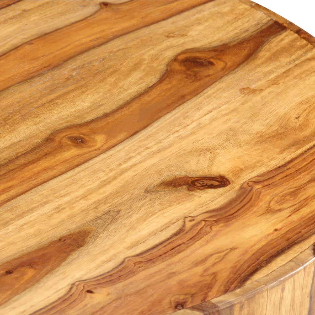 Round Solid Sheesham Wood Coffee Table 25.6"x11.8" N702