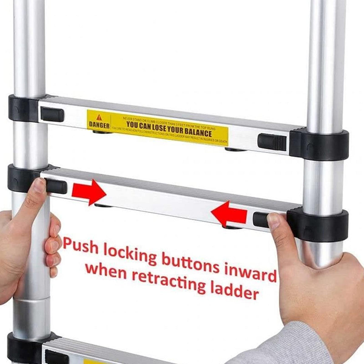 Aluminum Telescopic Extension Ladder 8.5ft-20.3ft Non-Slip W89994