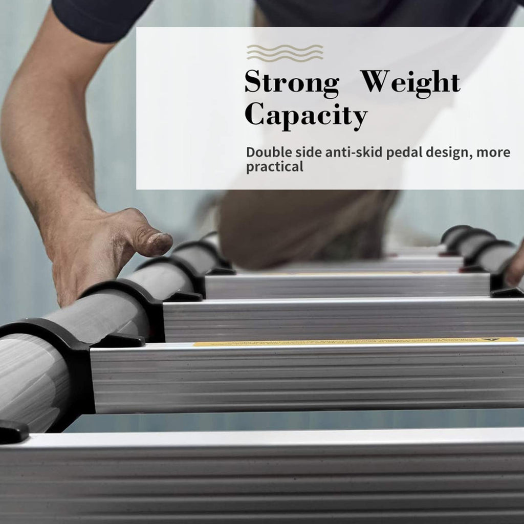 Aluminum Telescopic Extension Ladder 8.5ft-20.3ft Non-Slip W89994