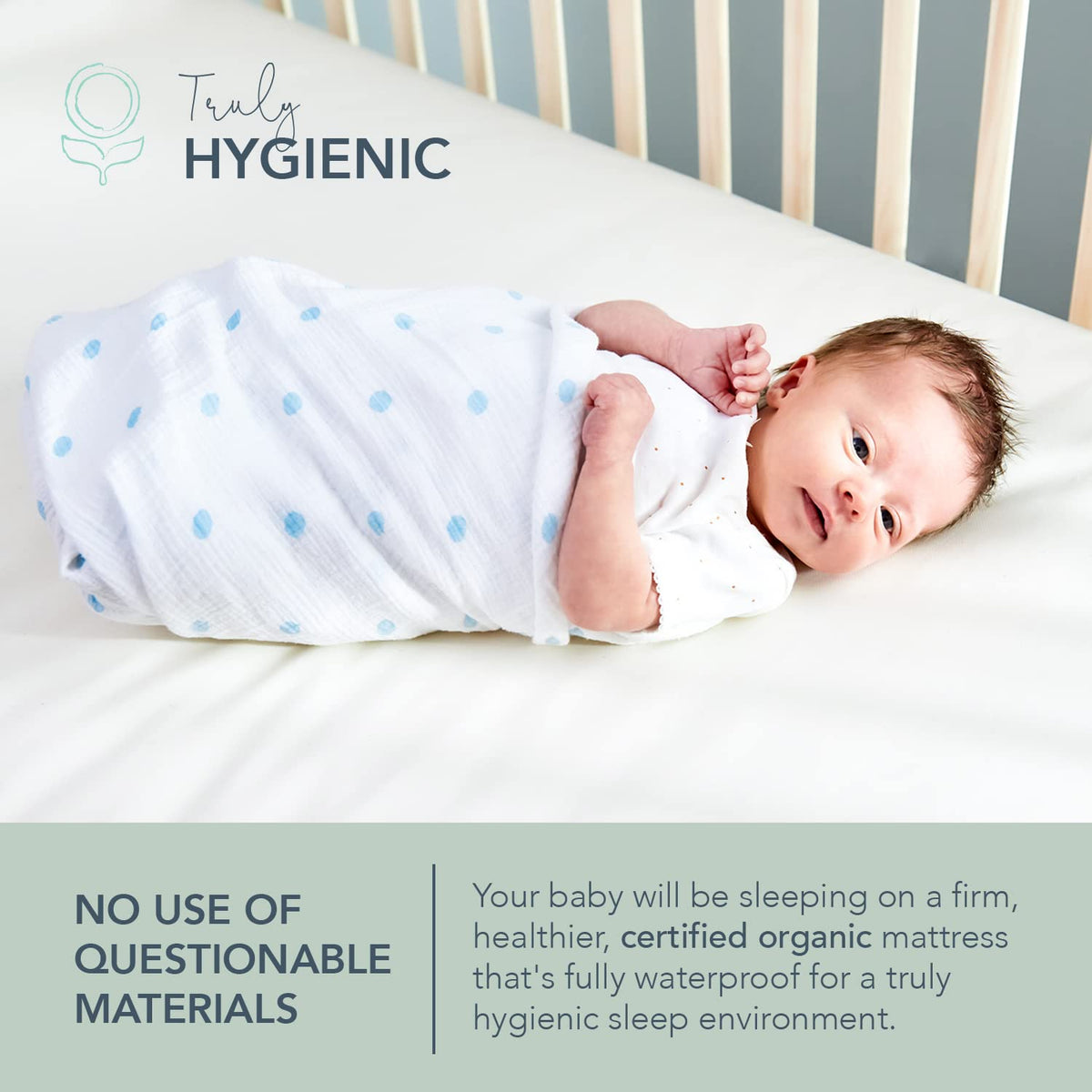 Organic 2-Stage Lightweight Waterproof Crib Mattress M97795