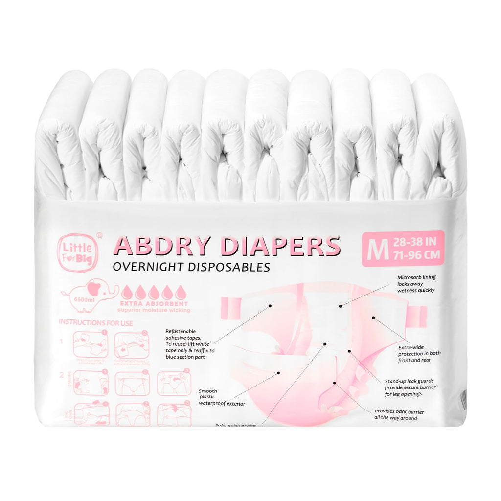 Adjustable Adult Diaper 10 Pieces White Medium P7994