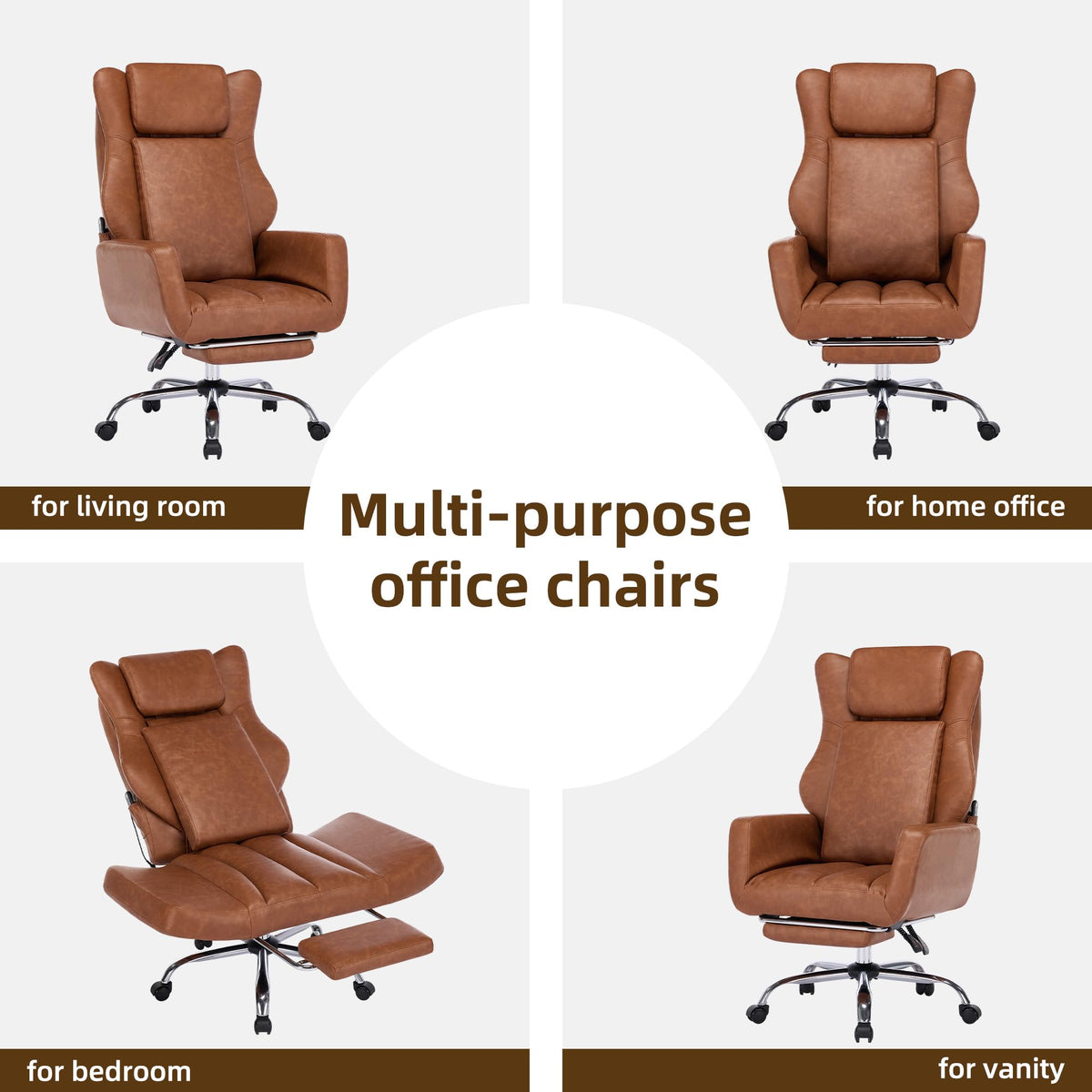 Brown Faux Leather Massage Office Chair N70511
