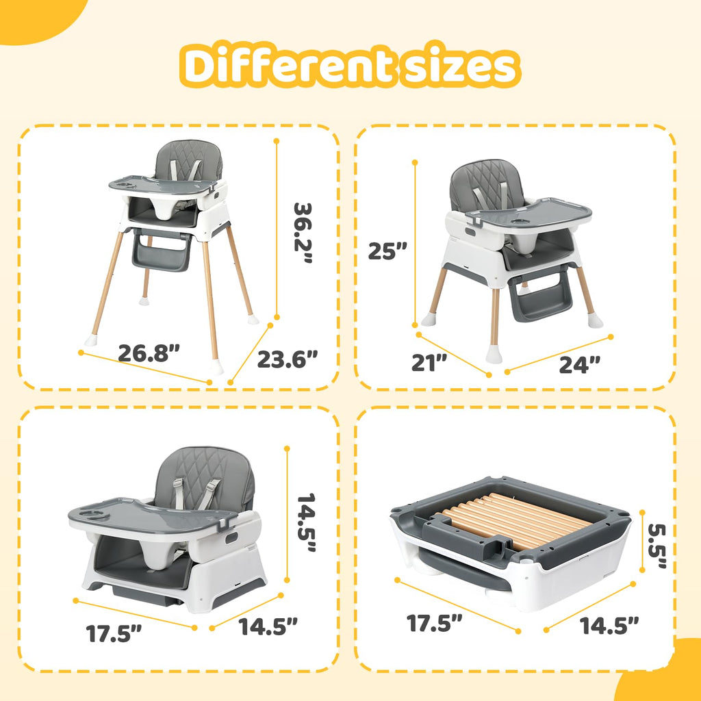 5 in 1 Portable High Chair with Double Tray X31852