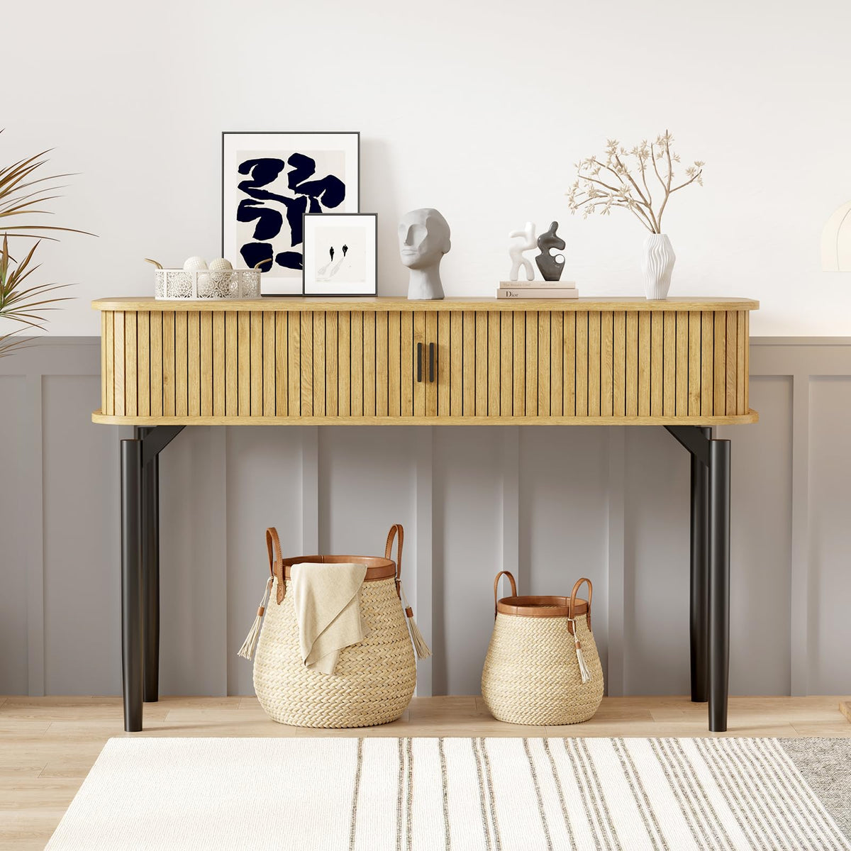 47 in Fluted Console Table with Storage U286