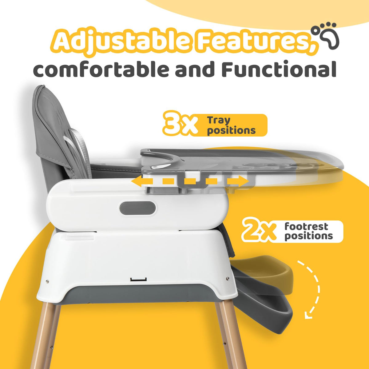 5 in 1 Portable High Chair with Double Tray X31852