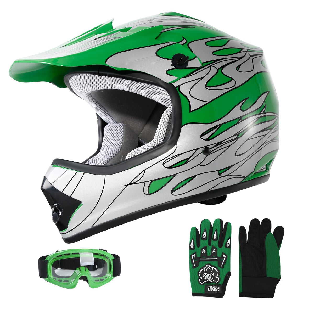 Youth Kids Motocross Helmet with Goggles and Gloves N9199